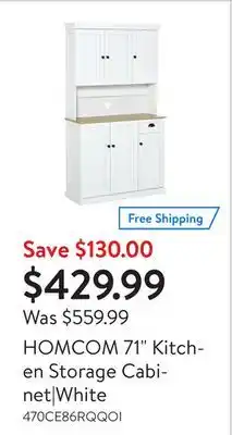 Walmart Homcom 71 kitchen storage cabinet|white offer