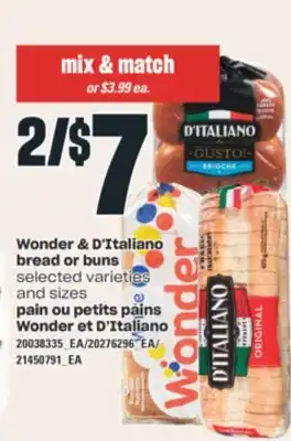 Valu-mart Pain ou petits pains wonder et d'italiano offer