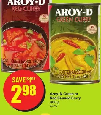 FreshCo Aroy-d green or red canned curry 400 g offer