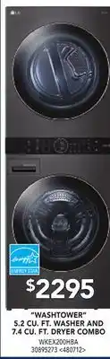 RONA Lg washtower 5.2 cu. ft. washer and 7.4 cu. ft. dryer combo offer