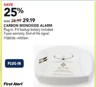 RONA First alert carbon monoxide alarm offer