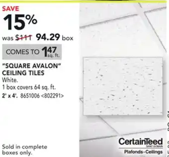 RONA Certainteed square avalon ceiling tiles 2' x 4' offer