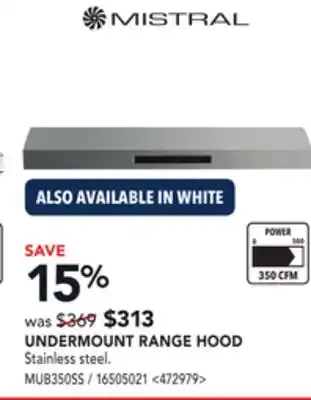 RONA Mistral undermount range hood offer