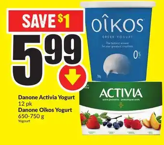 Chalo FreshCo Danone activia yogurt 12 pk danone oȋkos yogurt 650-750 g offer