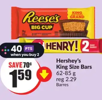 Chalo FreshCo Hershey's king size bars 62-85 g offer