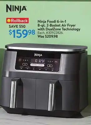 Walmart Ninja foodi 6-in-1 8-qt 2-basket air fryer with dualzone technology offer