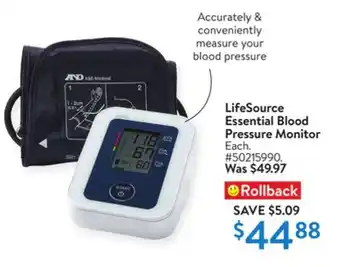 Walmart Lifesource essential blood pressure monitor offer