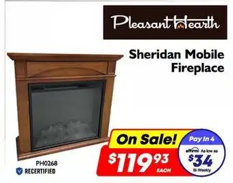 Factory Direct Pleasant hearth sheridan mobile fireplace offer