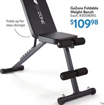 Walmart Gozone foldable weight bench offer