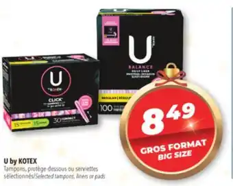 Familiprix U by kotex selected tampons, liners or pads offer