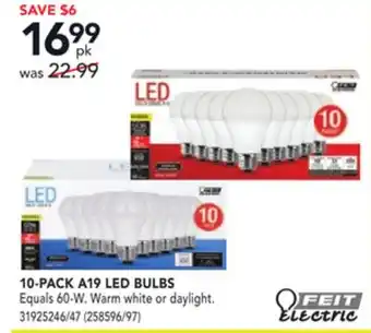 RONA 10-pack a19 led bulbs offer