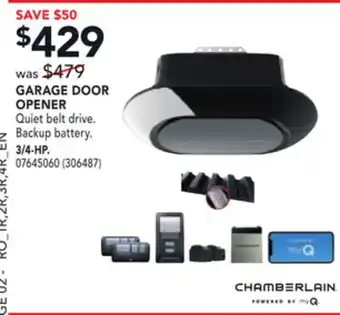 Réno Dépôt Chamberlain garage door opener offer