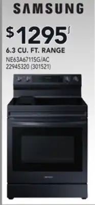 Réno Dépôt Samsung 6.3 cu. ft. range offer