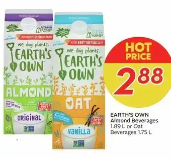 Sobeys EARTH'S OWN Best Almond Beverages 1.89L or Oat offer