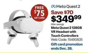 Best Buy Meta Quest 2 128GB VR Headset with Touch Controllers offer