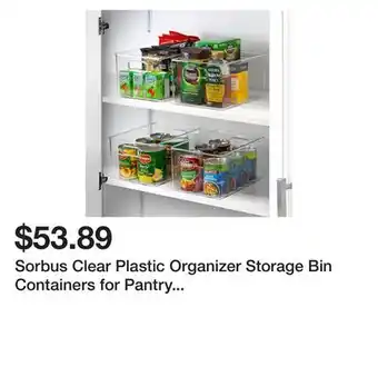 Bed Bath & Beyond Sorbus clear plastic organizer storage bin containers for pantry food & kitchen fridge (4-pack) offer
