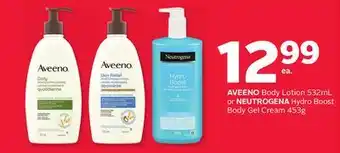 Rexall Aveeno body lotion 532ml or neutrogena hydro boost body gel cream 453g offer