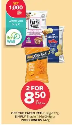 Rexall Off the eaten path 128g-177g, simply snacks 156g-241g or popcorners 142g offer