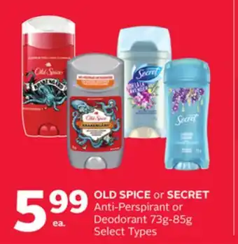 Rexall Old spice or secret anti-perspirant or deodorant offer