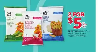 Rexall Be better gluten-free kettle chips 142g or veggie straws 142g offer