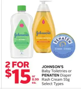 Rexall Johnson's baby toiletries or penaten diaper rash cream offer