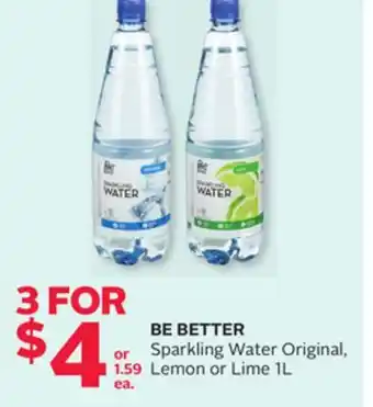Rexall Be better sparkling water original, lemon or lime offer