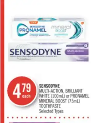Shoppers Drug Mart Sensodyne multi-action, brilliant white (100ml) or pronamel mineral boost (75ml) toothpaste offer
