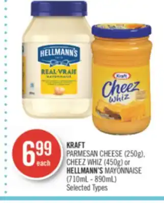 Shoppers Drug Mart Kraft parmesan cheese (250g), cheez whiz (450g) or hellmann's mayonnaise (710ml - 890ml) offer