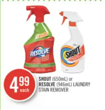 Shoppers Drug Mart Shout (650ml) or resolve (946ml) laundry stain remover offer