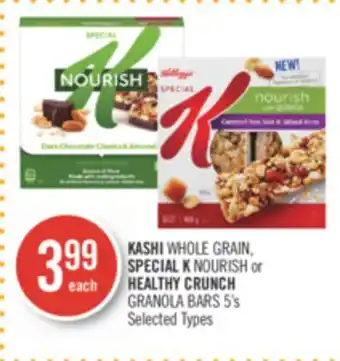 Shoppers Drug Mart Kashi whole grain, special k nourish or healthy crunch granola bars offer
