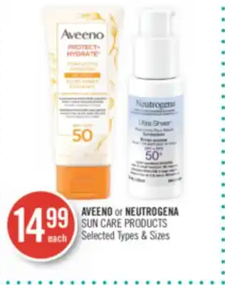 Shoppers Drug Mart Aveeno or neutrogena sun care products offer