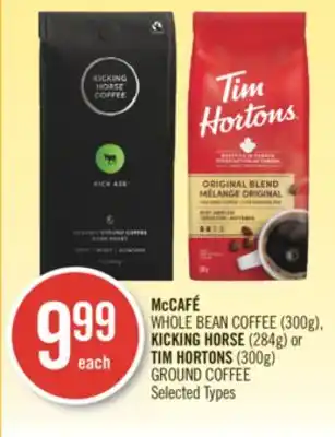 Shoppers Drug Mart Mccafé whole bean coffee (300g), kicking horse (284g) or tim hortons (300g) ground coffee offer