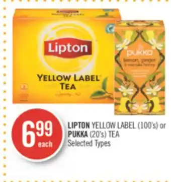 Shoppers Drug Mart Lipton yellow label (100's) or pukka (20's) tea offer