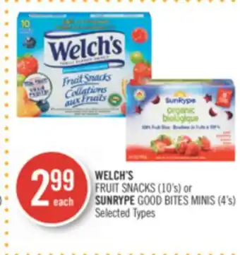 Shoppers Drug Mart Welch's fruit snacks (10's) or sunrype good bites minis (4's) offer