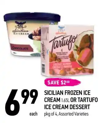 Coppa's Fresh Market Sicilian frozen ice cream 1.65l or tartufo ice cream dessert pkg of 4 offer