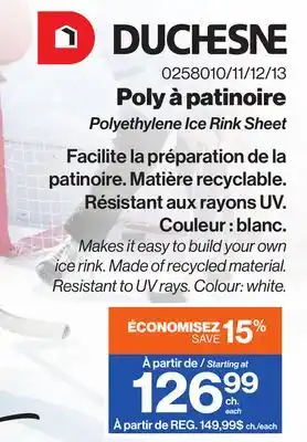 Patrick Morin Duchesne polyethylene ice rink sheet offer