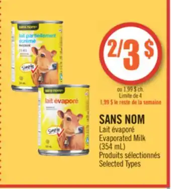 Pharmaprix No name evaporated milk offer
