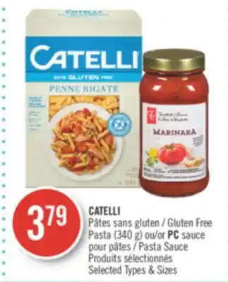 Pharmaprix Catelli gluten free pasta (340g) or pc pasta sauce offer