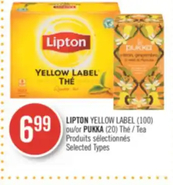 Pharmaprix Lipton yellow label (100) or pukka (20) tea offer