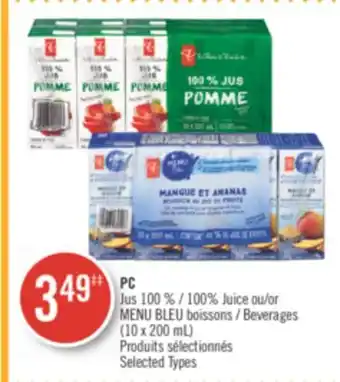 Pharmaprix Pc 100% juice or blue menu beverages (10 x 200 ml) offer