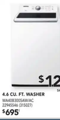 Réno Dépôt Samsung 4.6 cu. ft. washer offer