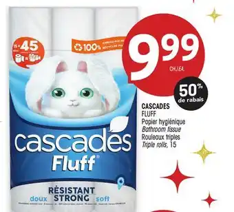 Uniprix Cascades fluff papier hygiénique bathroom tissue/rouleaux triples triple rolls offer