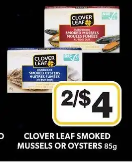 Colemans CLOVER LEAF SMOKED MUSSELS OR OYSTERS 85g offer
