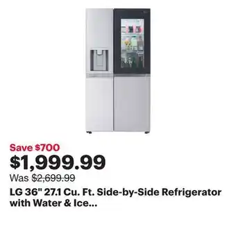 Best Buy Lg 36 27.1 cu. ft. side-by-side refrigerator with water & ice dispenser (lrsos2706s) - stainless steel offer
