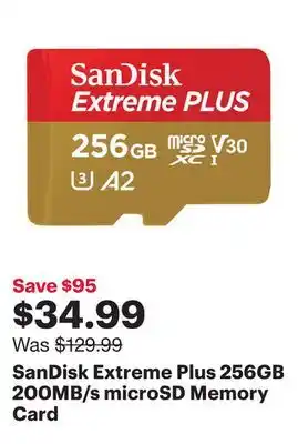 Best Buy Sandisk extreme plus 256gb 200mb/s microsd memory card offer