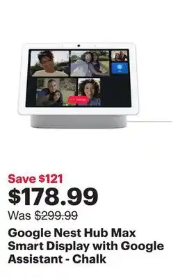 Best Buy Google nest hub max smart display with google assistant - chalk offer