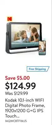 Walmart Kodak 10.1-inch wifi digital photo frame, 1920x1200 g+g ips touch screen offer