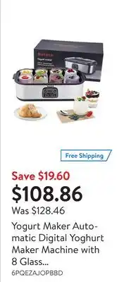 Walmart Yogurt maker automatic digital yoghurt maker machine with 8 glass jars 48 ozs (6oz each jar) lcd display with constant temper offer