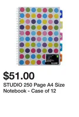 Dollarama Studio 250 page a4 size notebook - case of 12 offer