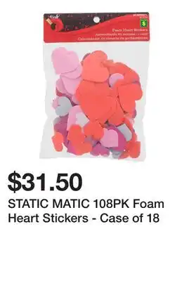 Dollarama Static matic 108pk foam heart stickers - case of 18 offer
